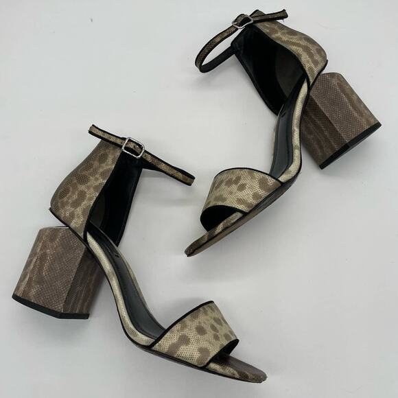 Alexander Wang Abby Animal Print Leather Block Heel Sandals - Natural - 36.5 - Picture 15 of 15